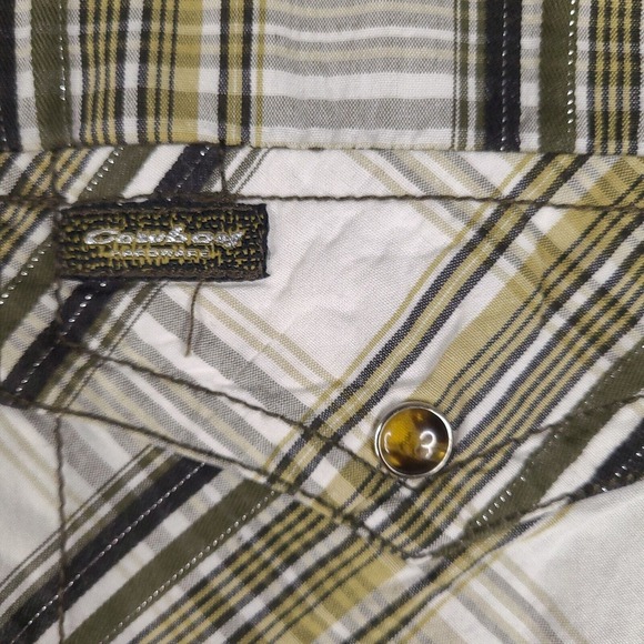 Cowboy Hardware Shirt Mens XL White Plaid Pearl‎ Snap Western Button Cotton - Picture 3 of 16
